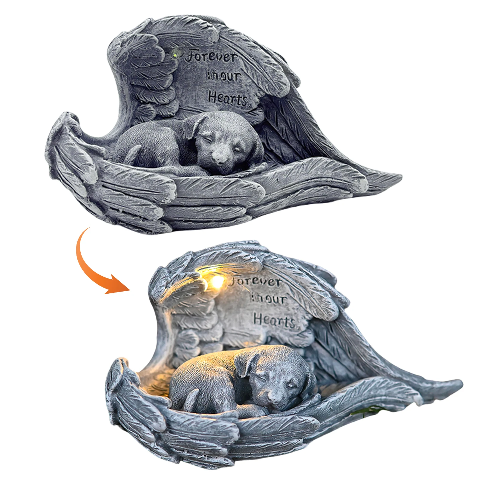 

Мемориальная статуэтка для питомца «Ангел» с солнечной подсветкой, садовая статуэтка для памяти о питомце, украшение для сада и кладбища, надгробие для усопшего питомца