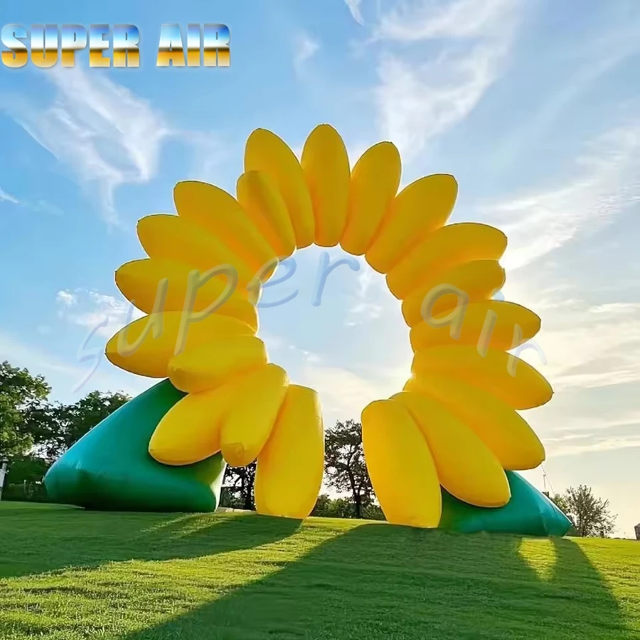 Beautiful outdoor inflatable sunflower/flower petal arch air blow creative entrance archway wedding event