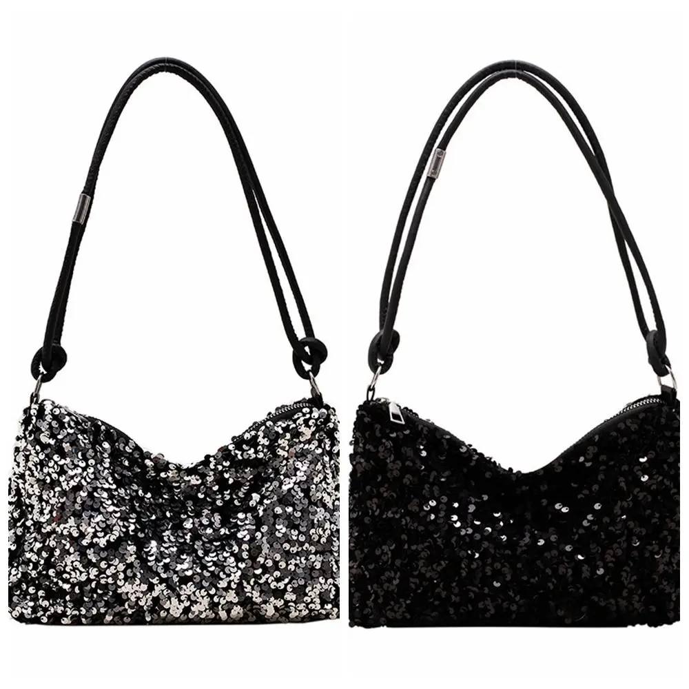 Sacs à bandoulière à paillettes solides pour dames, sac de téléphone de style coréen, sacs initiés, sac à main à paillettes, pochette de soirée