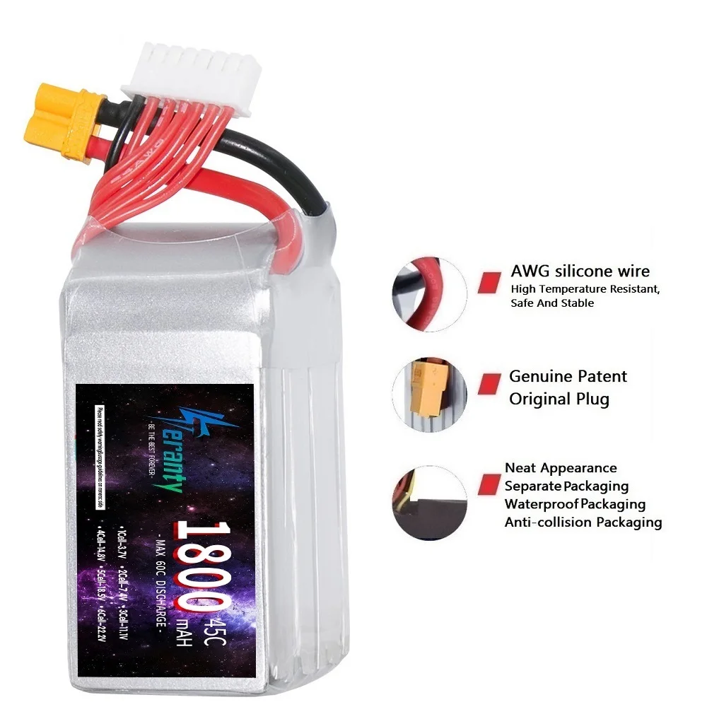 Akumulator Lipo TERANTY 6S 22.2V 1800/2600/2800/3300/4200/5200/6000/6800/7800/8800mAh do samolotów RC, dronów FPV i części samochodowych — zdjęcie produktu 3