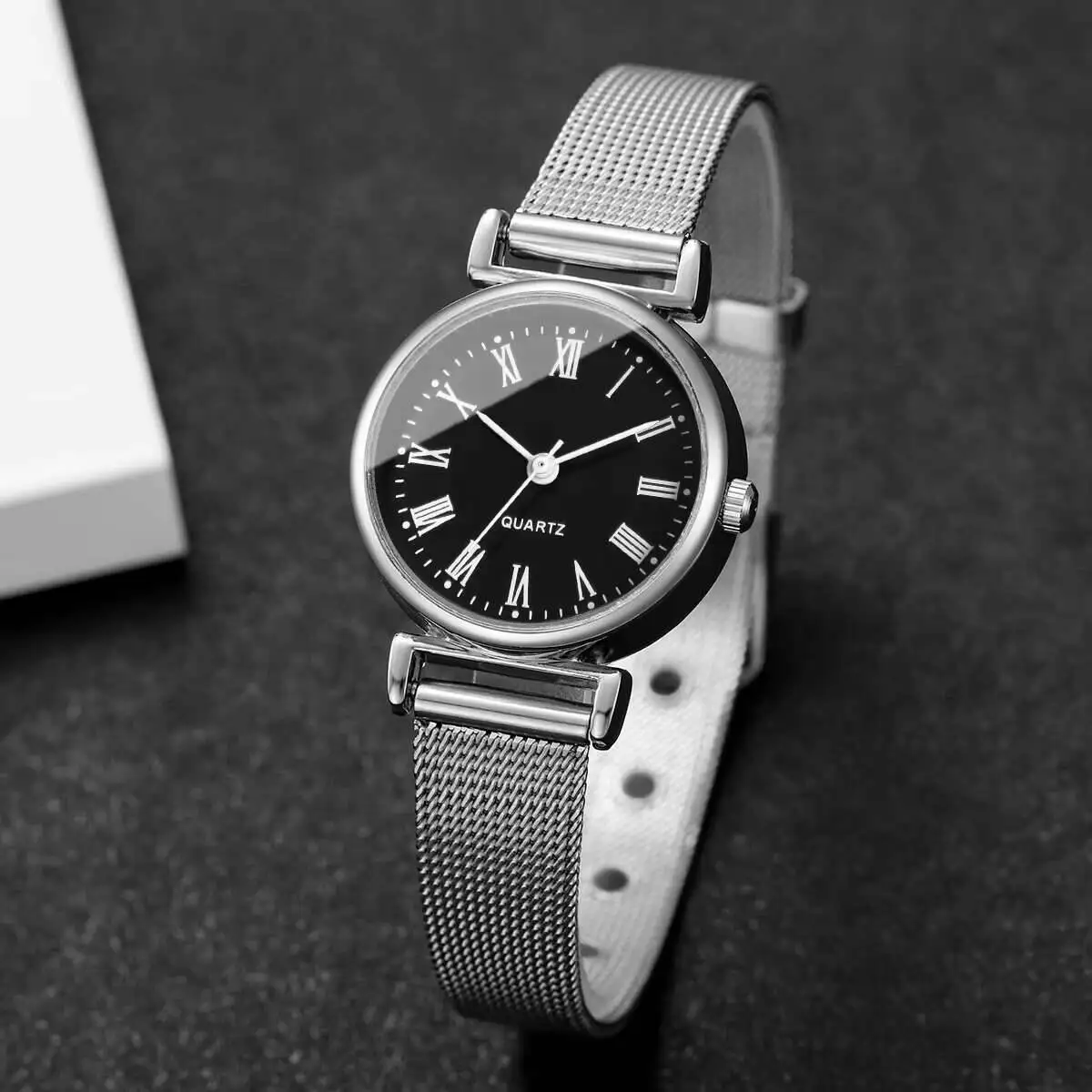 1/2 шт. модные женские часы повседневные римские циферблаты с сетчатым ремешком кварцевые наручные часы Reloj Mujer (без коробки)