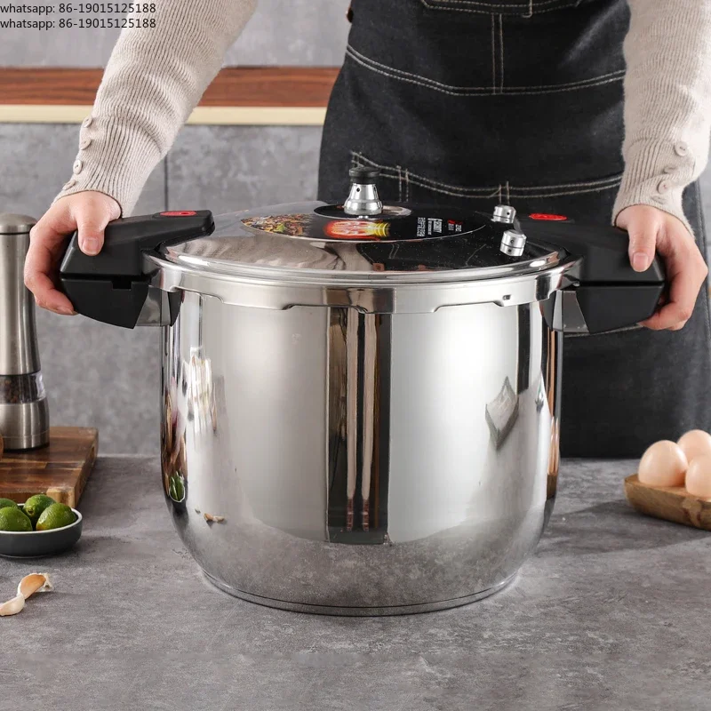 Large capacity stainless steel pressure cooker, compatible with stoves, used for safe cooking, canning, and stewing