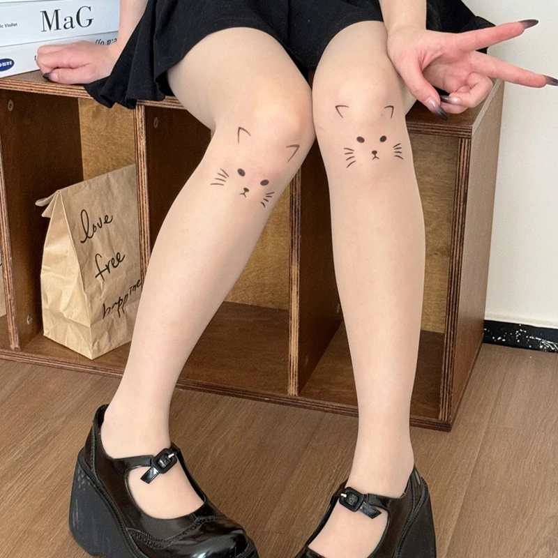 Women Sheer Tights with Pattern Star Printed Pantyhose Summer Spring Anti-Hook Girls Cute Gemoetric Pantyhose Female Thin Tight