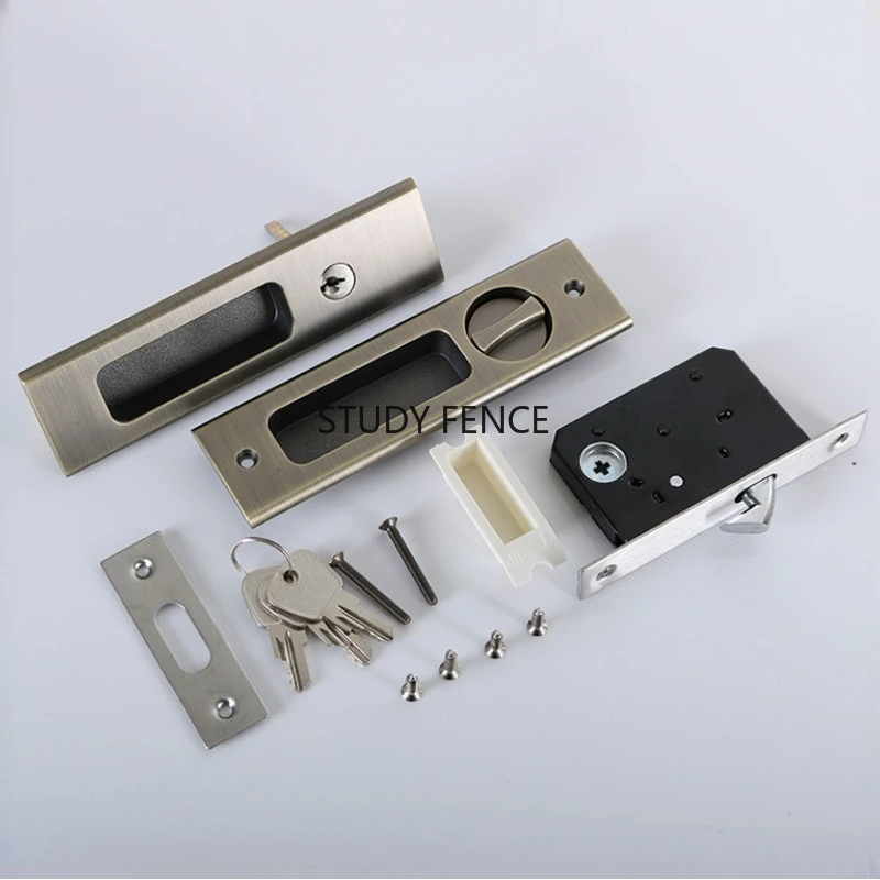 1 Set Zinc Alloy Balcony Sliding Door Lock Indoor Kitchen Hook Lock Mobile Door Zinc Alloy Lock Hardware Accessories with Keys