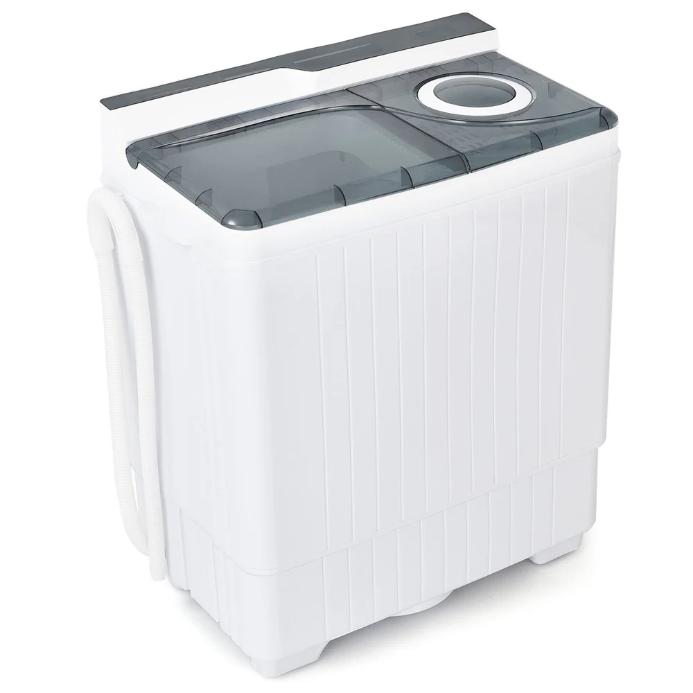 Portable Twin Tub Washing Machine 26 lbs Compact Semi-Automatic Laundry Washer with Powerful Motor Built-in Drain Pump Ideal