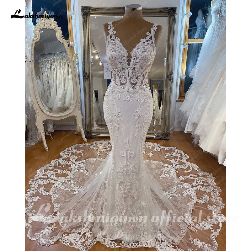 

Lakshmigown Bohemian Lace Mermaid Wedding Dress 2023 Vestido Civil Bridal Gowns suknie ślubne dla puszystych Custom Made