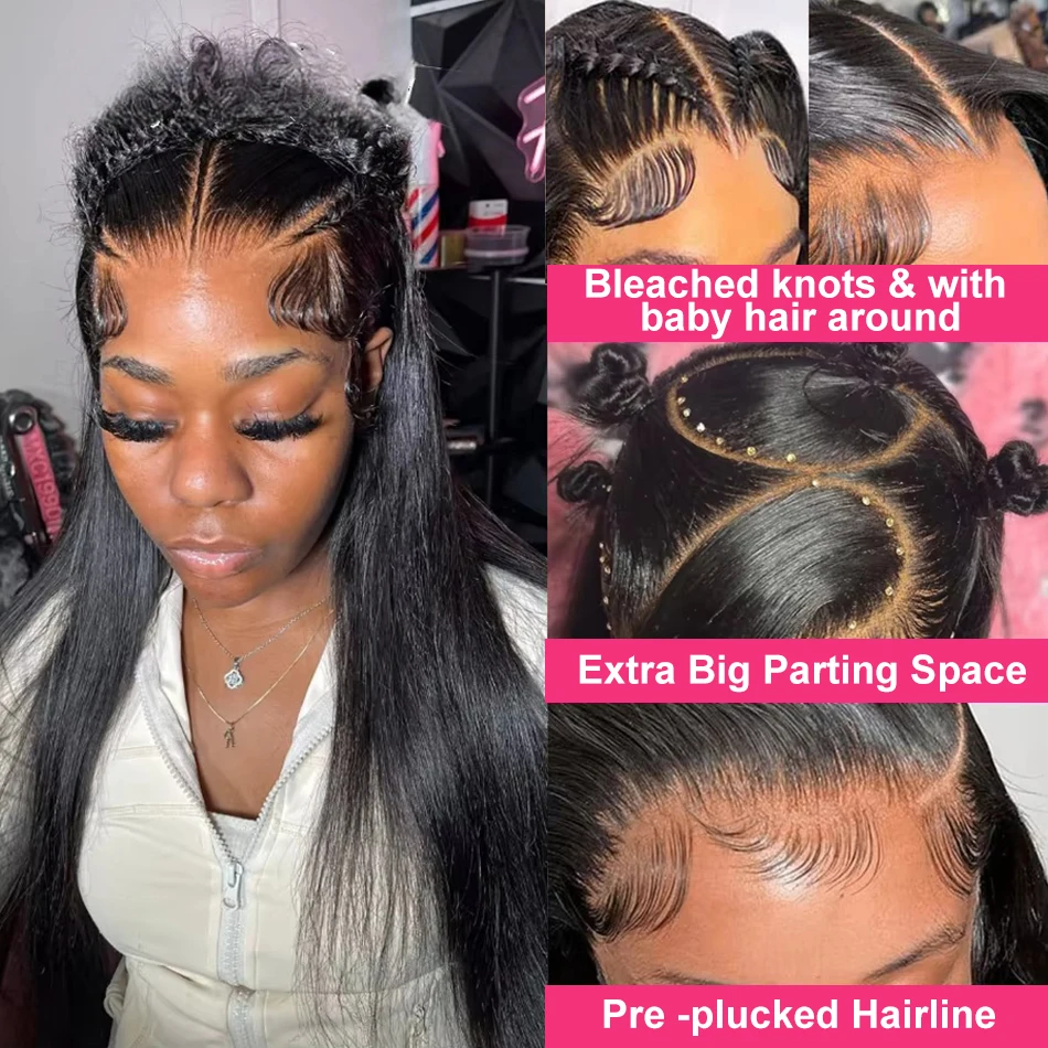 360 Full HD Straight Lace Frontal Perücken 250 Dichte 100 % echte Vollhaarperücke Brasilianische vorgezupfte Lace Front Echthaarperücke
