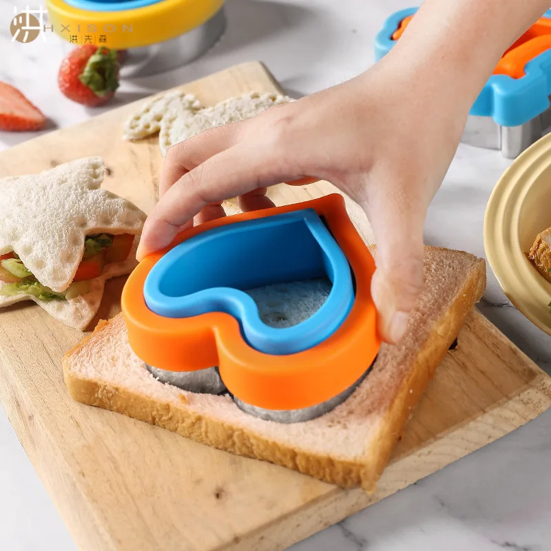 Sandwich Cutters And Sealer Set for Children Kids Food Cookie Bread Mold Maker Kitchen Baking Tools