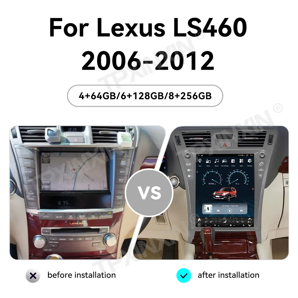 12.1 Inch Android 13 QLED Screen For Lexus LS460 2006-2012 Car Radio CarPlay Multimedia Player GPS Navigation Head Unit Auto