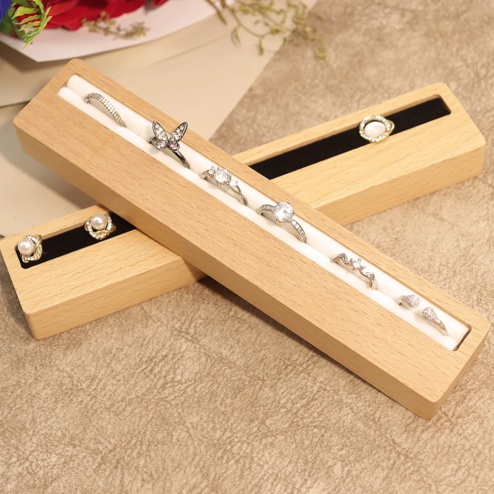 

Wooden Jewelry Display Tray Beech Earring and Ring Showcase Organizer Display Prop for Jewelry Store Market Stall Business
