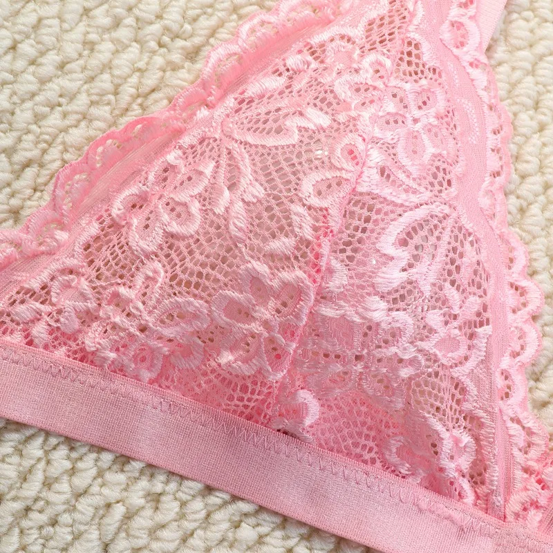 فيكتوريا الملابس الداخلية كوب الثلاثي منخفضة الارتفاع Underpanty قطعتين مجموعة الوردي الأحمر الملابس الداخلية اللباس الداخلي مجموعة النساء Foral الشاطئ الصدرية الفتيات #3