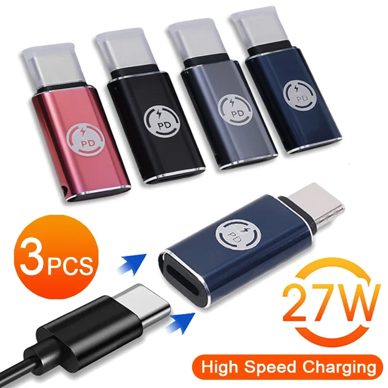 For Lightning Female To Type C USB Male Adapter PD 27W IOS Fast Charging Cable for IPhone 15 Plus 15 Pro Max IPad Mini Air USB-C