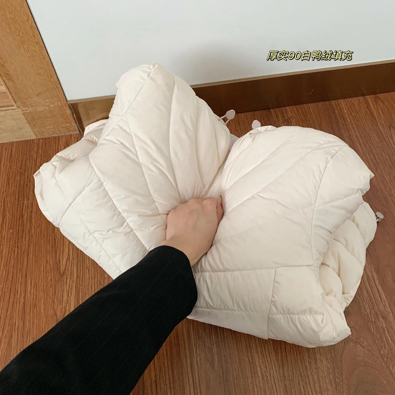 المرأة الخريف الشتاء الأبيض بطة أسفل طويلة الأكمام سترة فضفاضة سيدة عادية سميكة الدافئة زمم ضوء أسفل أبلى