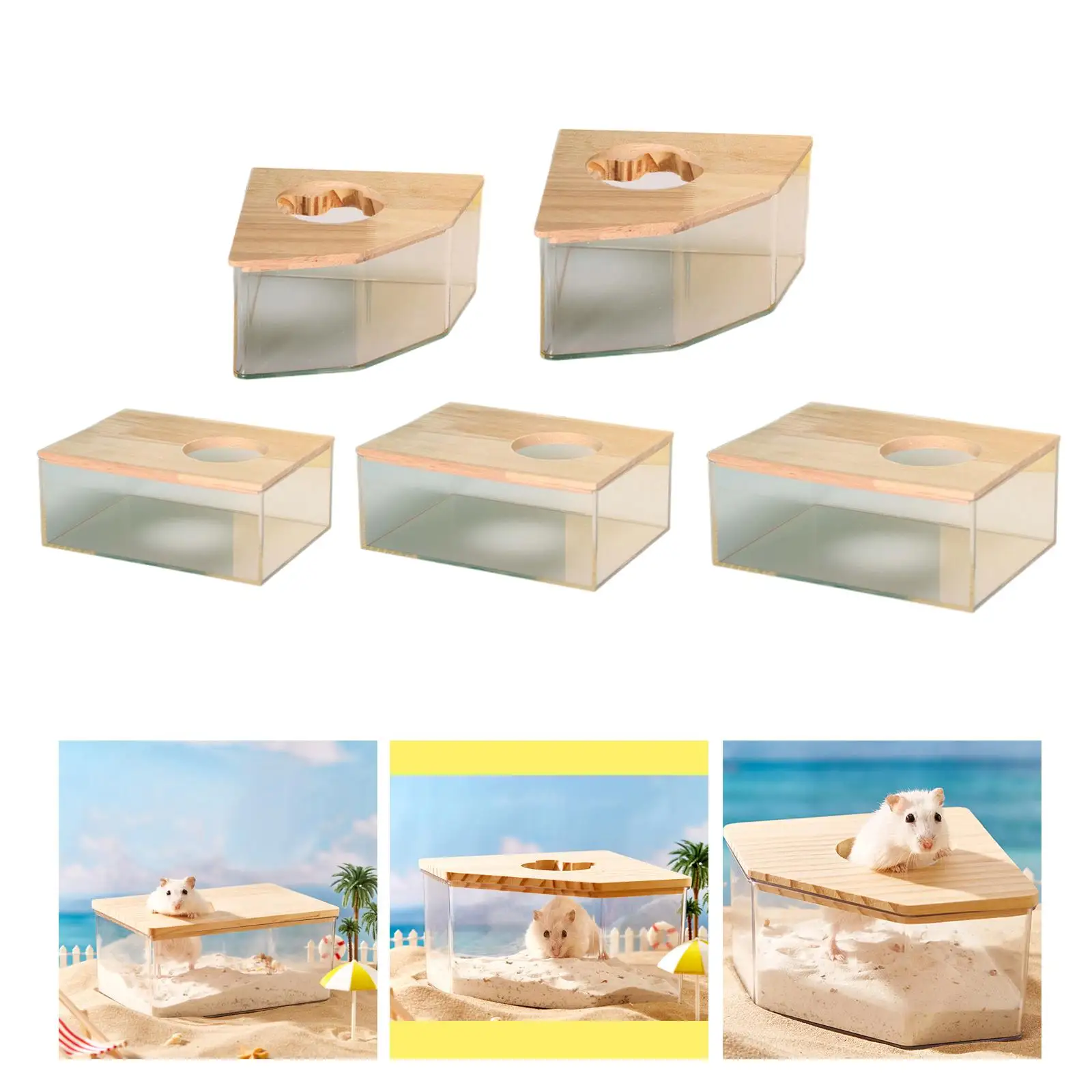 Hamster Sand Bath Box Clear Sand Bath Container Shower Room Hamster Bath House