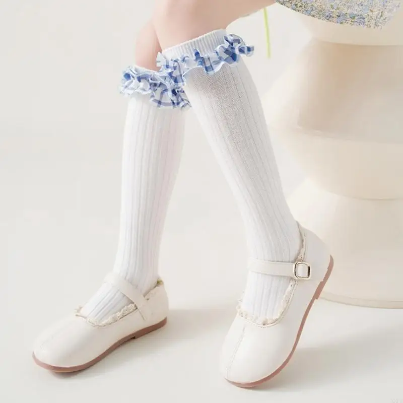 

XXFE 1 Pair Children Girls Cotton High Socks for 3-10 Years Old Teen Girls Stockings