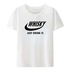 Summer Hot Sale Novelty Drink Whisky T Shirt Man Short Sleeve Fashion Hip Hop Crewneck Big Size Whiskey Print Men T-Shirt