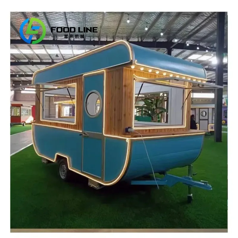 New Modern Mobile Fast Food Vending Truck Customized for Street Catering Pink Red Black Yellow Green