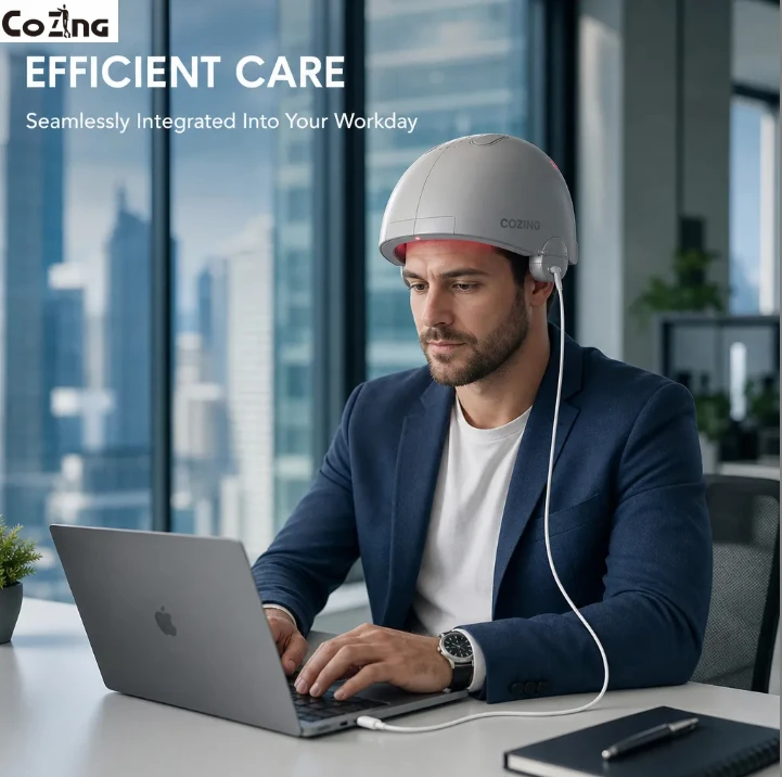 

Pulse Continuous Mode Laser Helmet 650nm 660nm Dual Wavelength for Hair Regrowth Type-C Powered 12 Level Adjustable Alopecia