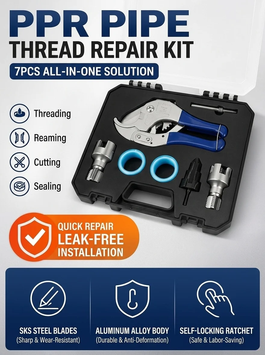 PPR Pipe Threading Repair Tool Set | Household Plumbing Repair Tool Kit | Internal and External Thread Cutters | Pipe Cutter