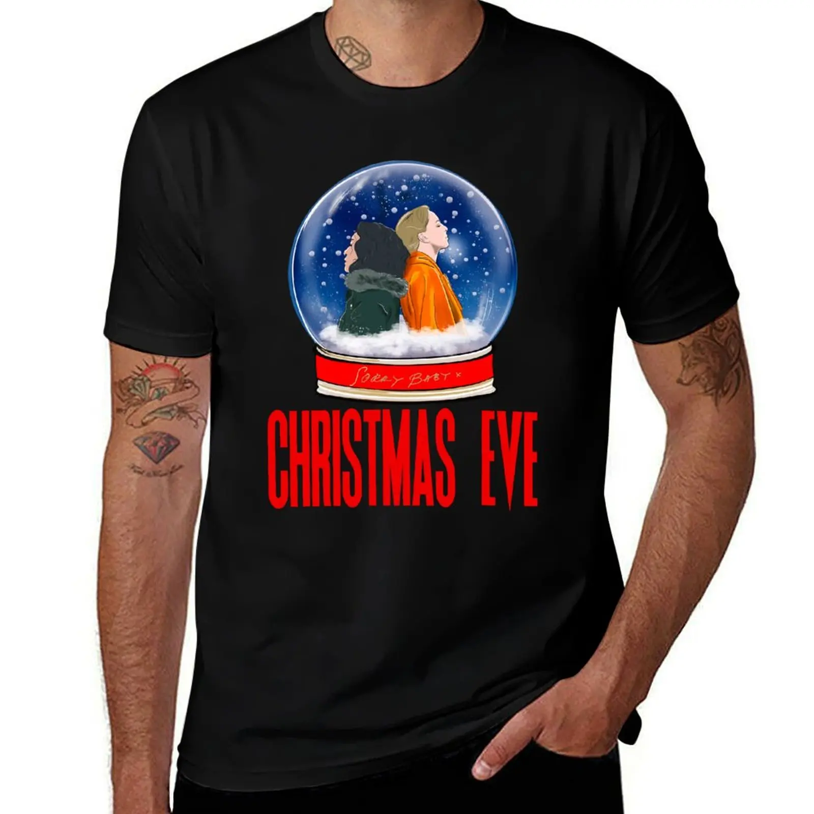 Merry Christmas Villaneve Klilling Eve and Villanelle Snow Globe T-Shirt Holiday Casual Short Sleeve Top T-Shirt