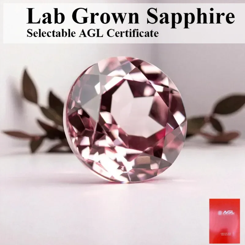 

Morgan Pink Lab выращенный сапфир круглой огранки искусственный драгоценный камень для DIY материалы для изготовления ювелирных изделий на выбор AGLCertificate