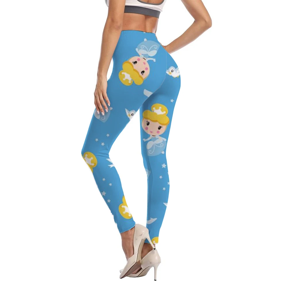 Fashion Trend Personality Graffiti Leggings Women's High Stretch Leggings Disney cartoon print series Slim-fit Nine-point Pants