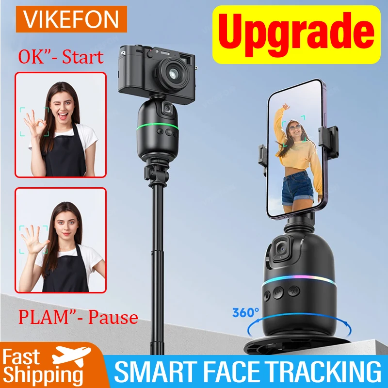 Vibrefon Smart Auto Face Tracking stabilizzatore cardanico 360 ° Selfie Stick treppiede con controllo gestuale per fotocamera Smartphone Mobile