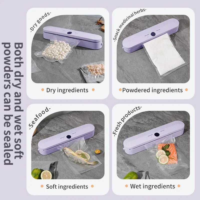 Rechargeable Full-Automatic Vacuum Sealer 2-Pump 2-Seal Mini Household Machines for Food Fresh-Keeping & Secure Sealing