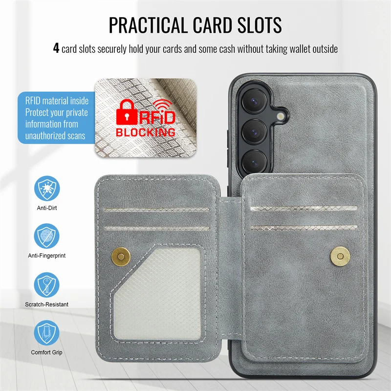 2 in 1Detachable Blocking Wrist strap Card Slot Wallet Case For Samsung Galaxy S24 S25 S22 S23 Ultra FE Plus Magnetic Phone Case - Image 5