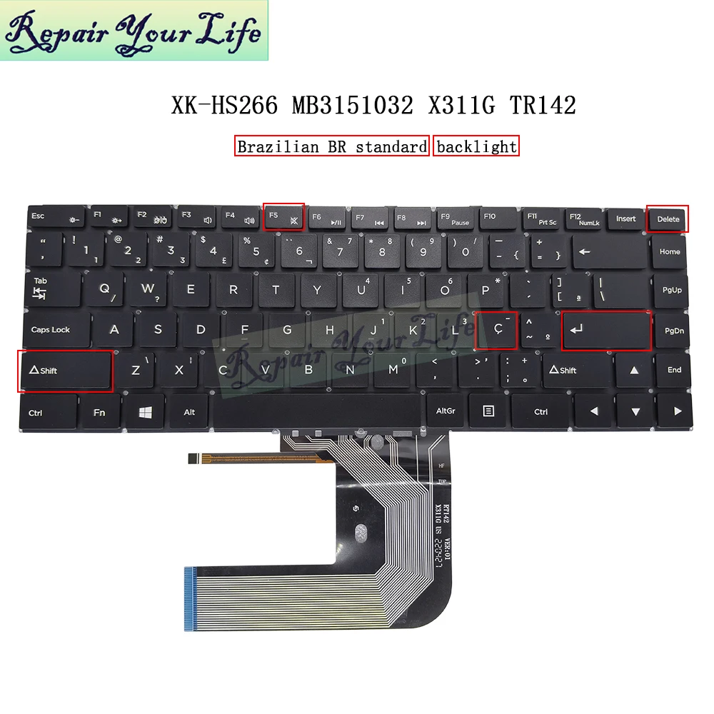 

PT-BR Brazil Backlit Keyboard for Compaq Presario Notebook Portuguese abnt2 Teclado Backlight XK-HS266 MB3151032 New