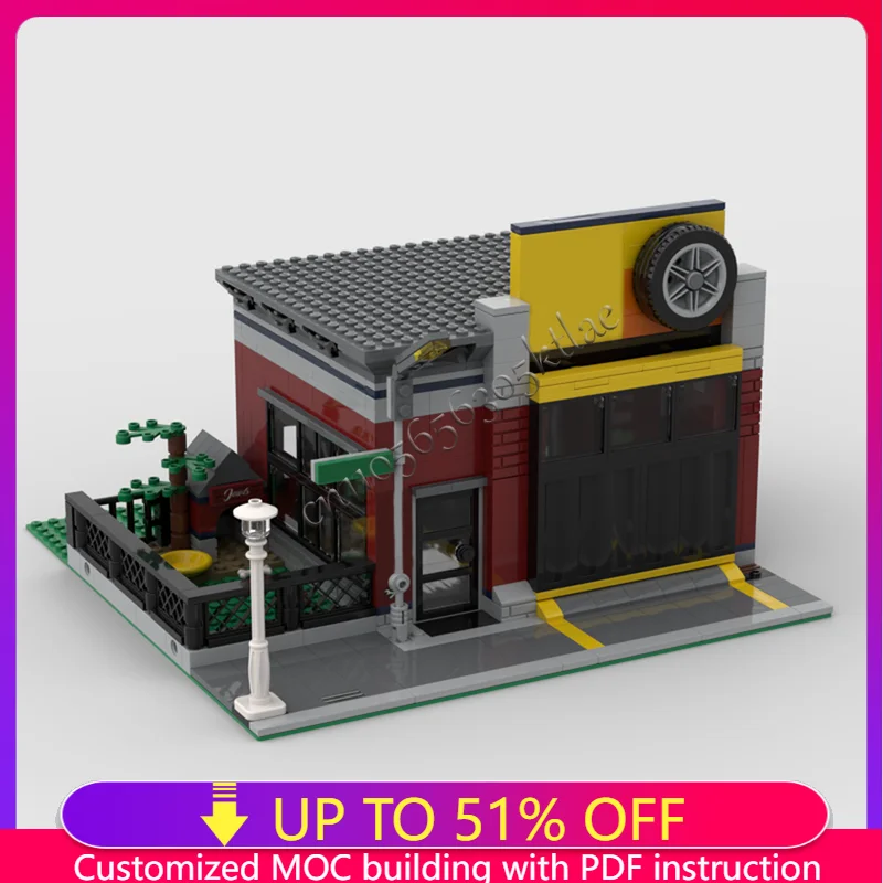 

684 шт. модульная настройка мастерской, набор строительных блоков, реалистичная модель архитектуры с уличной сценой, сборка дисплея, подарок на день рождения