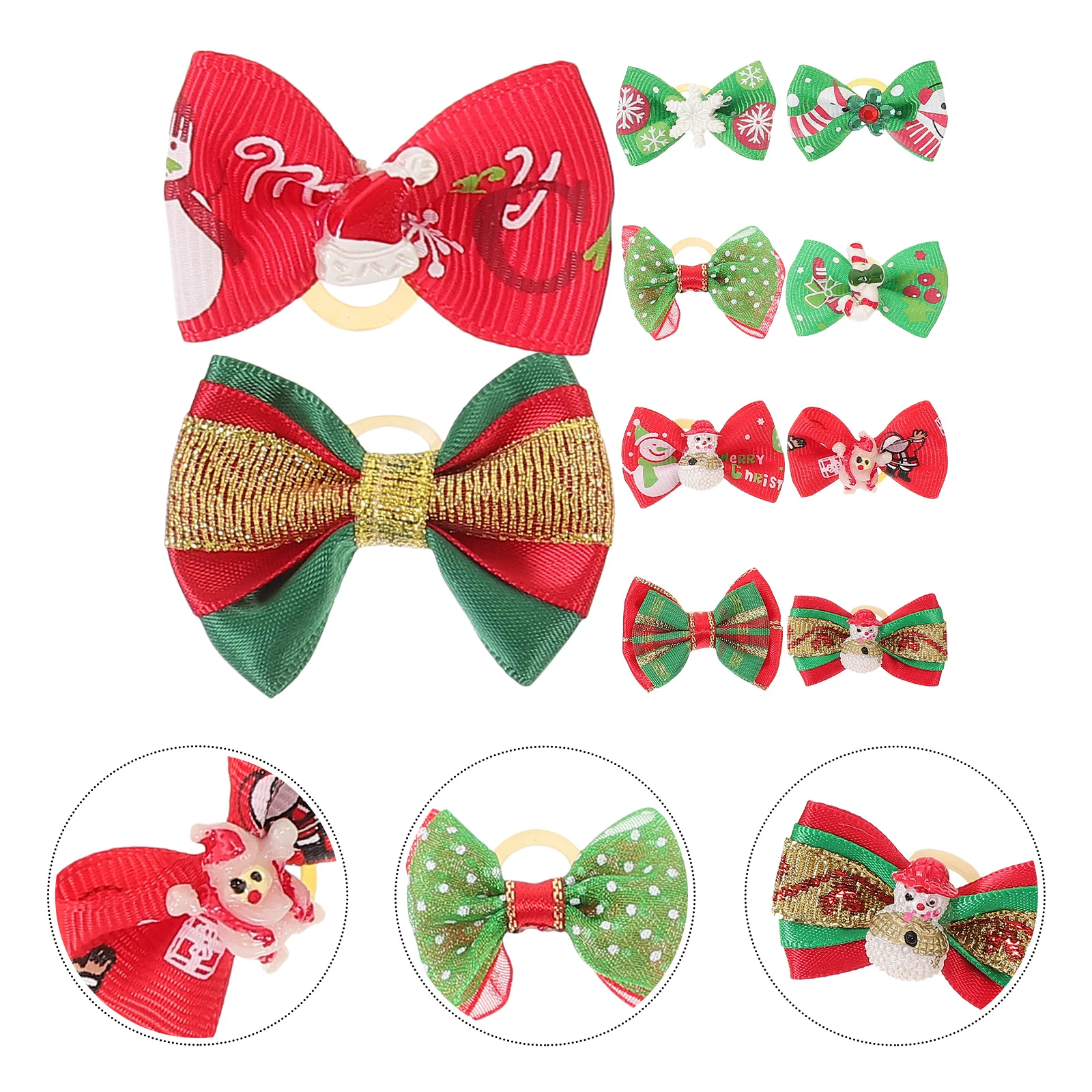 

10 Pcs Christmas Decor Dog Hair Bow Bows for Small Dogs Bands Pets Grooming Accessory
