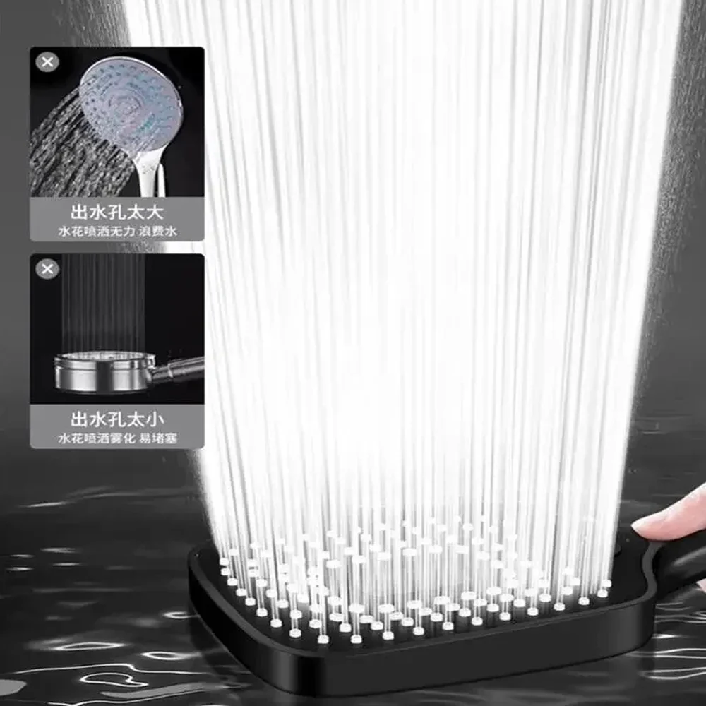 1pc 3 Modes Adjustable Pressure Boost Shower Head High Pressure Water Saving Spray Nozzle Massage One-Key Handheld Showerhead