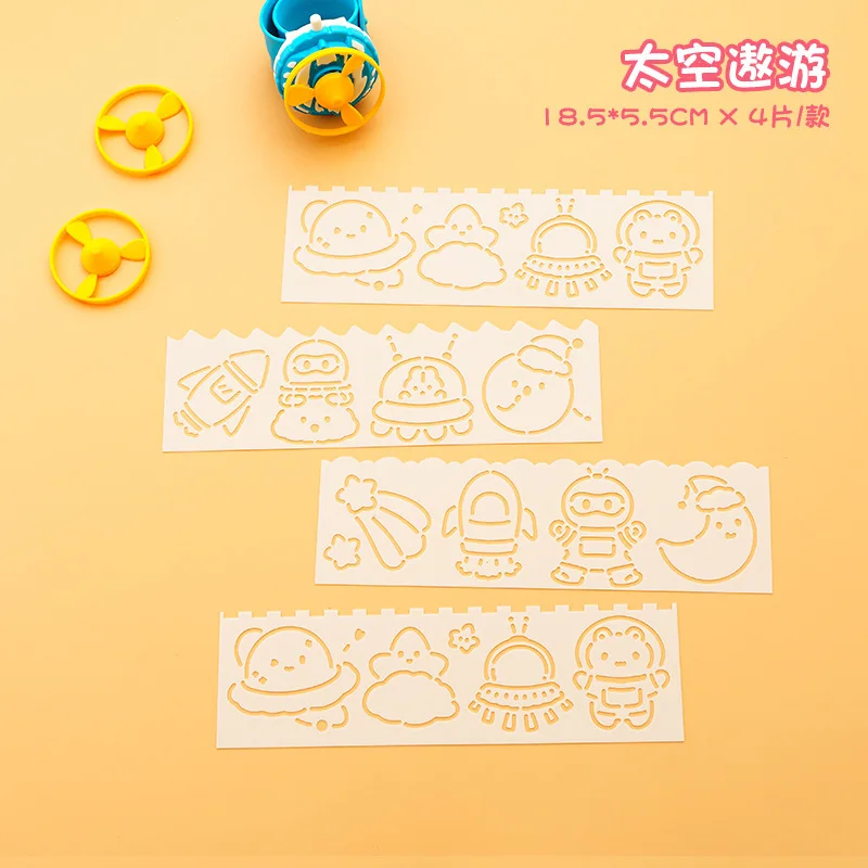 4pcs/set Food Animal Stencils Templates for Painting Draw Kids Plastic Stencil DIY Scrapbook Coloring Embossing Album Decorative