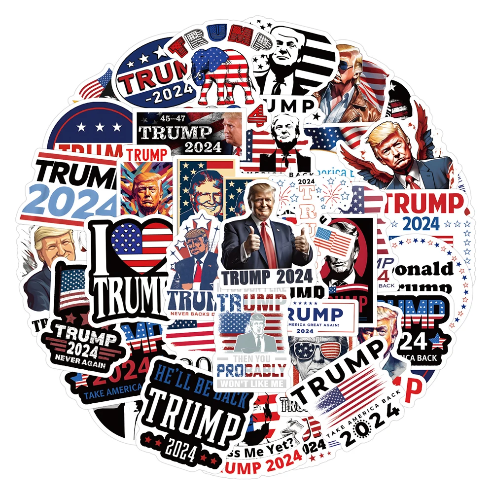 10/30/50/120pcs Funny Trump 2024 Stickers Stickers Cool Graffiti Sticker Phone Laptop Notebook Cartoon Waterproof DIY Decals Toy