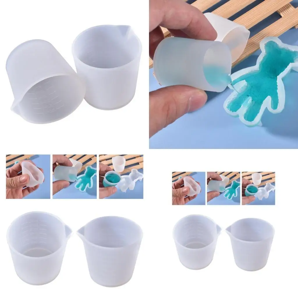 

J78F 30ml Resin Cup Non-Stick Silicone Cup Silicone Measuring Cup Reusable Mixing Cup with Precise Scale for DIY Jewelry