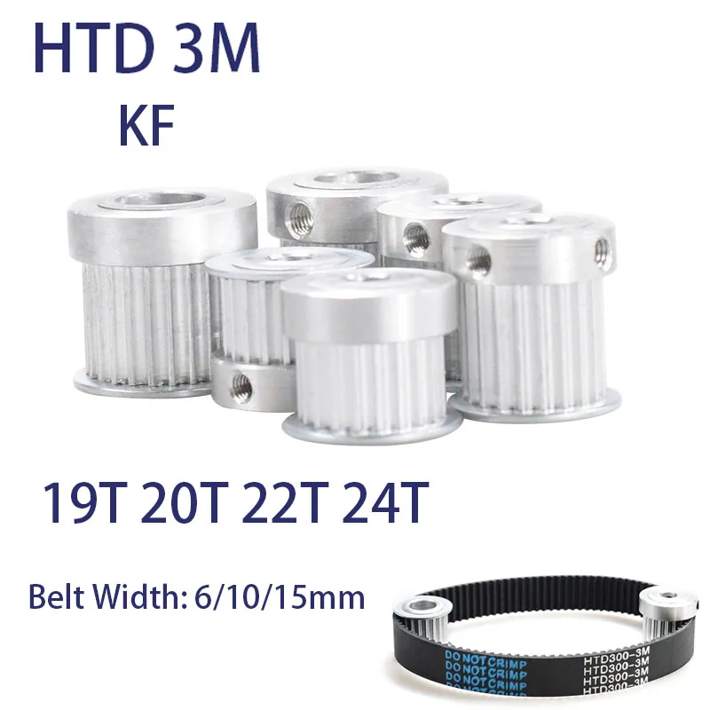 

1Pcs HTD 3M KF Timing Pulley 19T 20T 22T 24T Teeth Bore 4mm -15mm Belt Width 6/10/15mm 3M Transmission Belt Pulley