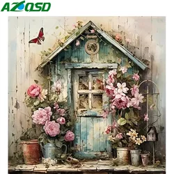 AZQSD Full Drill Diamond Painting House Landscape Cross Stitch Sets Full Drill Hobby Creative Mosaic Embroidery Home Decor