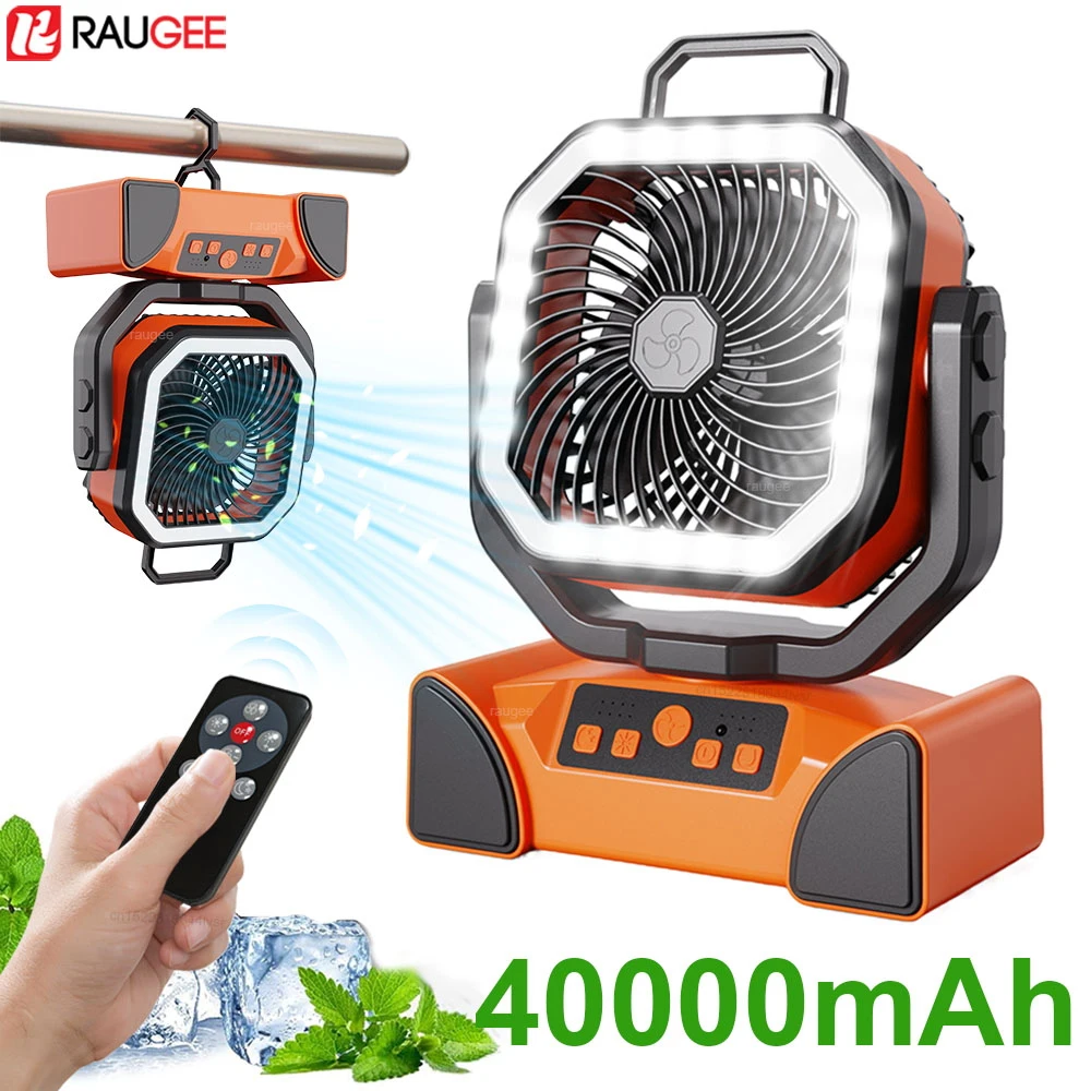 

Camping Fan 40000mAh Rechargeable Portable Outdoor Camping Fan Wireless Portable Tent Ceiling Fan with Light and Remote Control