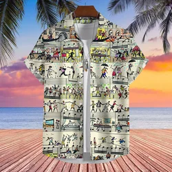 Music Party Men's Shirt 3d Printed Manga Short Sleeve Shirts Casual Tees Tops Summer Hawaiian Blouse Oversized Men's Clothing XL