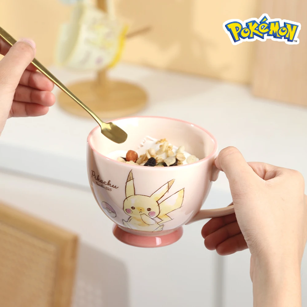 SHUNXIANG Pokémon Pikachu Coffee Mugs 450ml Ceramic Cup Dessert Breakfast Cups Oats Containers Dishwasher Safe Gifts for Women