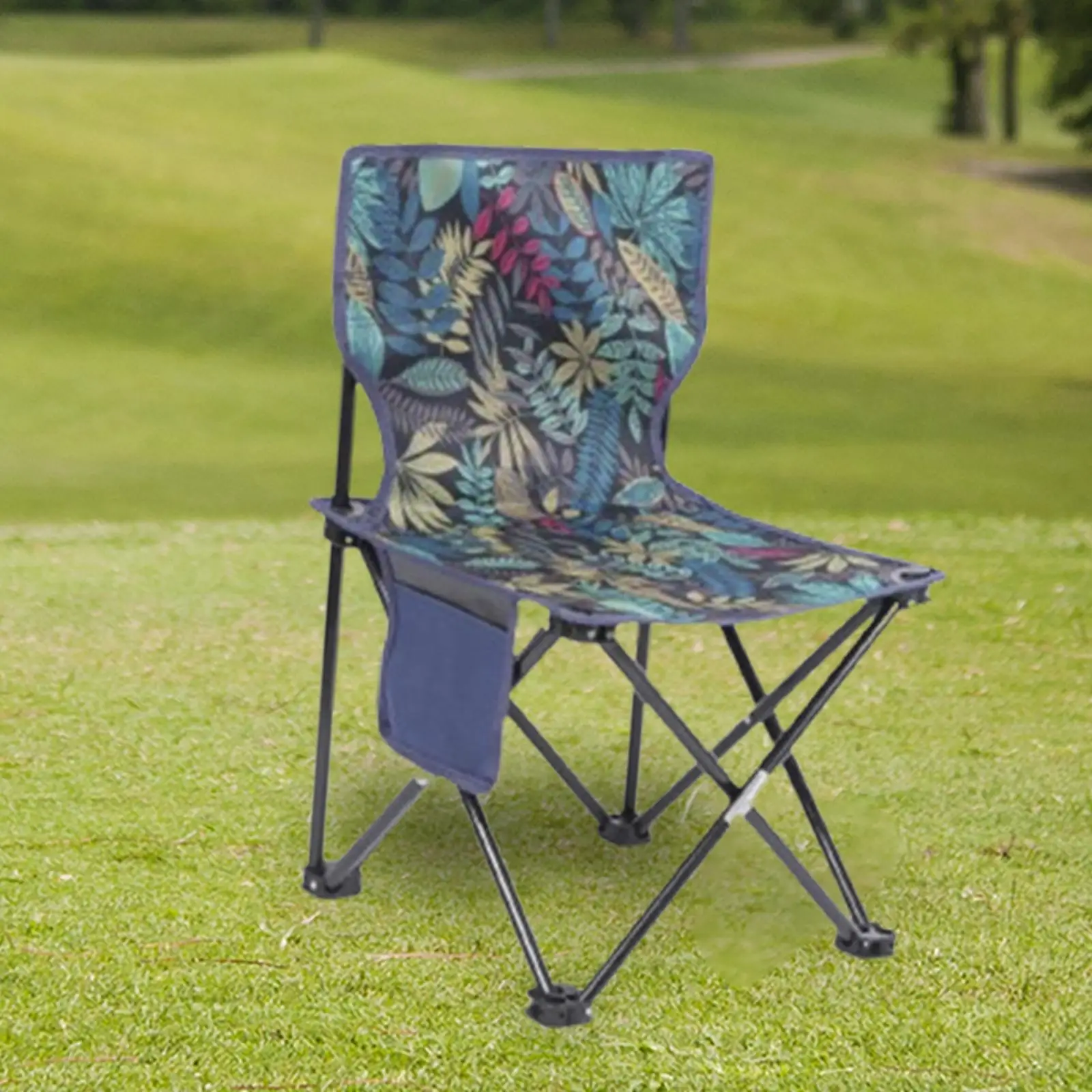 Camping Folding Chair Furniture Fishing Chair with Side Pocket Heavy Duty Beach Chair for Picnic Outdoor Garden Fishing Patio