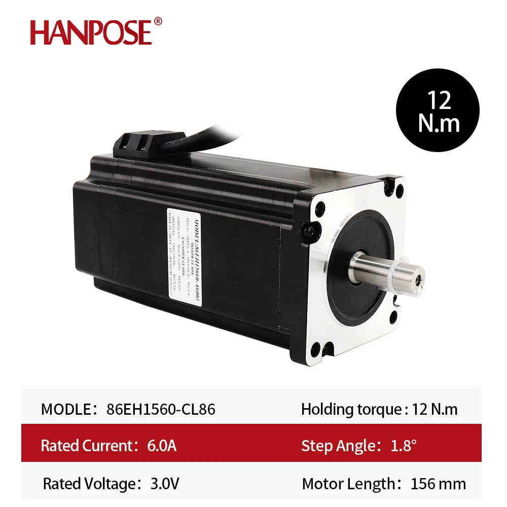 Hanpose Nema 34 Motor paso a paso circuito cerrado 6A 12N.m 86EH156 Motor de circuito cerrado + accionamiento CL86 para máquina de ribete de rueda helicoidal CNC