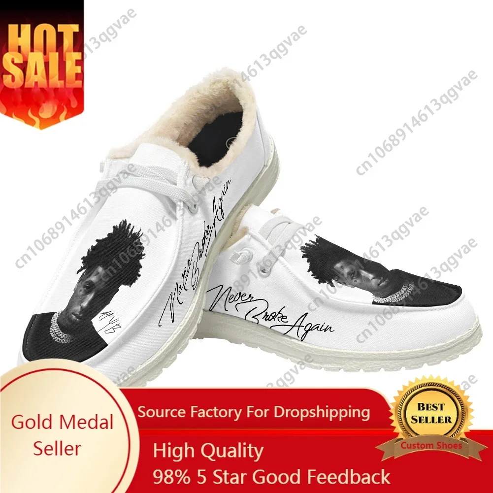 

Rapper YoungBoy Never Broke Again Casual Shoes Plush Flat Shoe Men Woman Breathable Outdoor Lightweight Footwear Custom Shoe