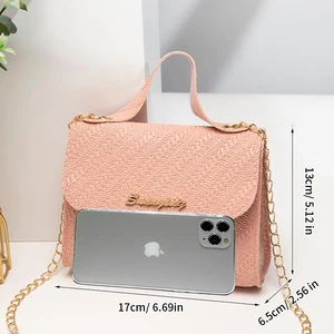 Quadratische relevante aktuelle Tasche für Frauen, PU -Leder, große Kapazität, Crossbody -Tasche für Mobilgeräte 8 Hauptverkaufstasche mit dicker Kette - №4