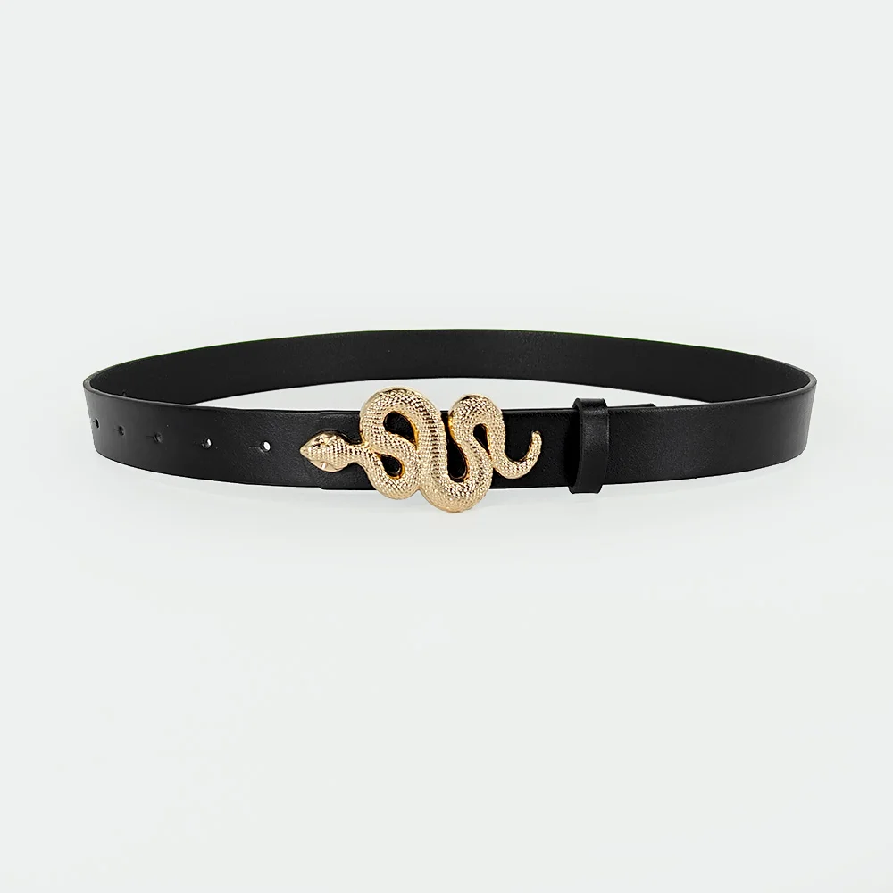 حار بيع جديد أزياء الأفعى حزام مشبك مع بو حزام جلد للنساء اللباس مصمم الأحزمة السوداء نمط الغربية خمر للفتيات