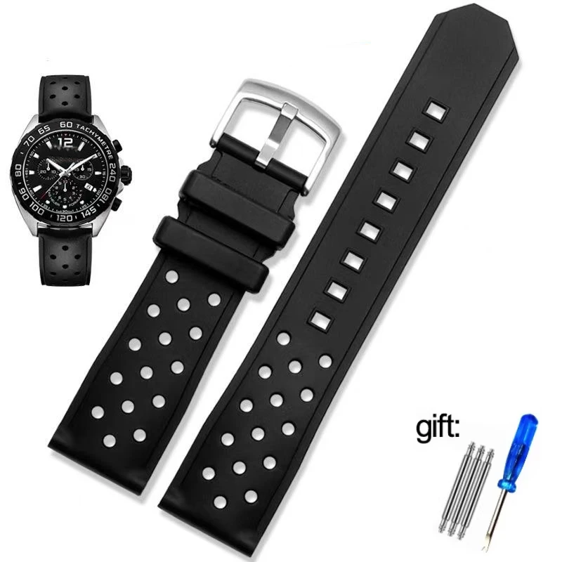 

Soft Silicone Watch Strap for Tag Heuer Racing F1 WAZ2113 Sports Watch Series Accessories Rubber Men Watch Band 22mm bracelet