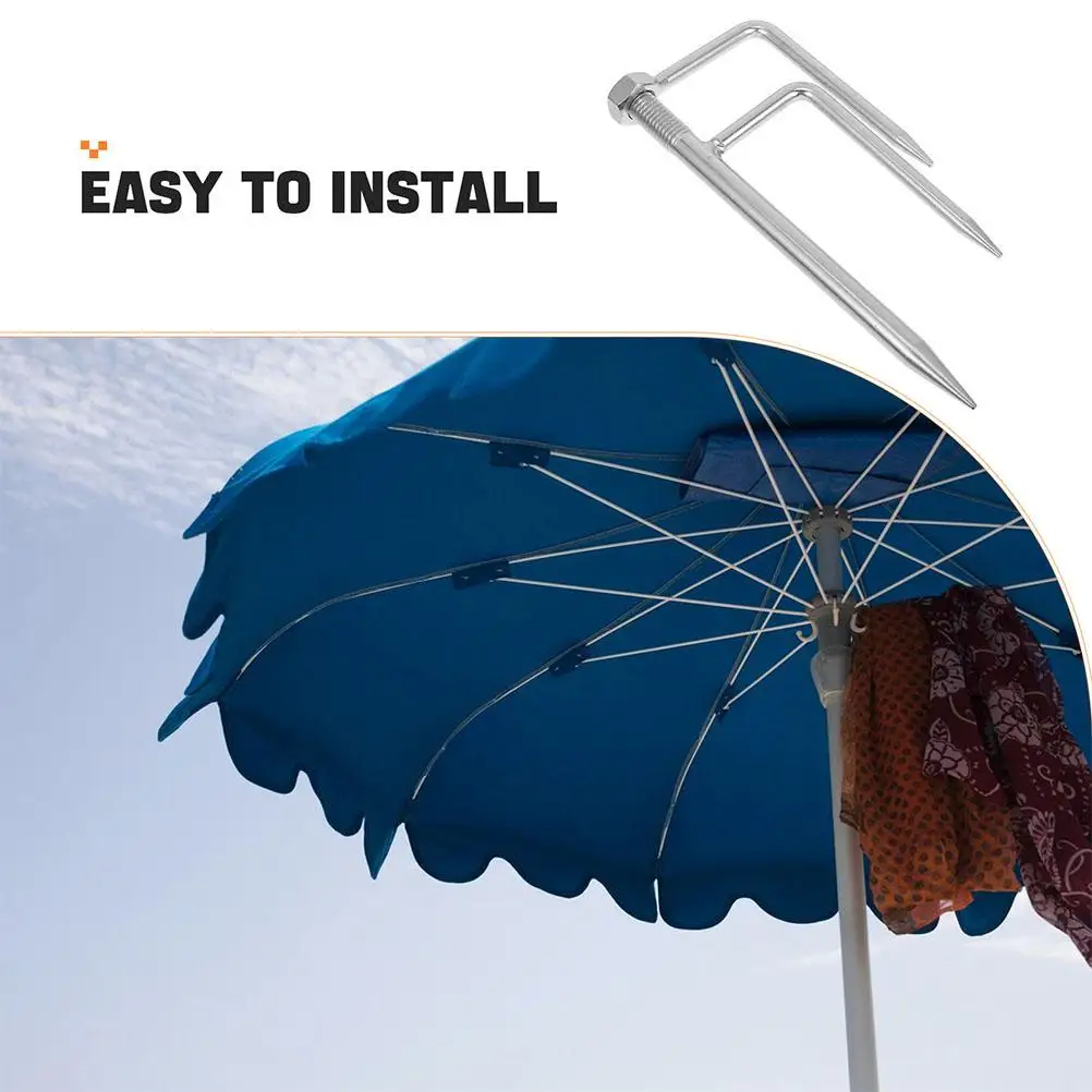 Paraguas portátil, estaca de tierra, sombrilla de alta resistencia, soporte para sombrilla de arena para playa, ancla de Metal de tres puntas para muebles de Patio, 2 uds.