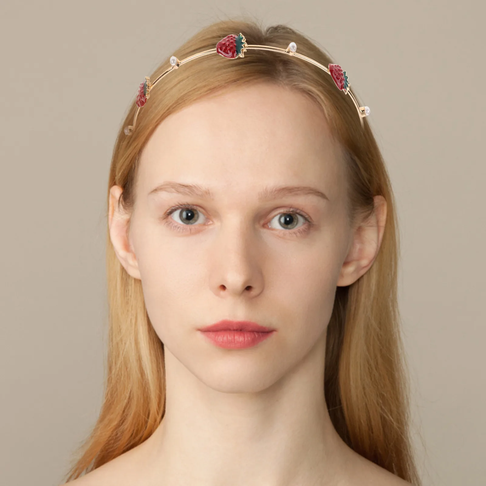 

2pcs Cherry Strawberry Headband Hair Accessories for Women Alloy Metal Bridal Bridesmaid Party Costume Fruit Fashion Head