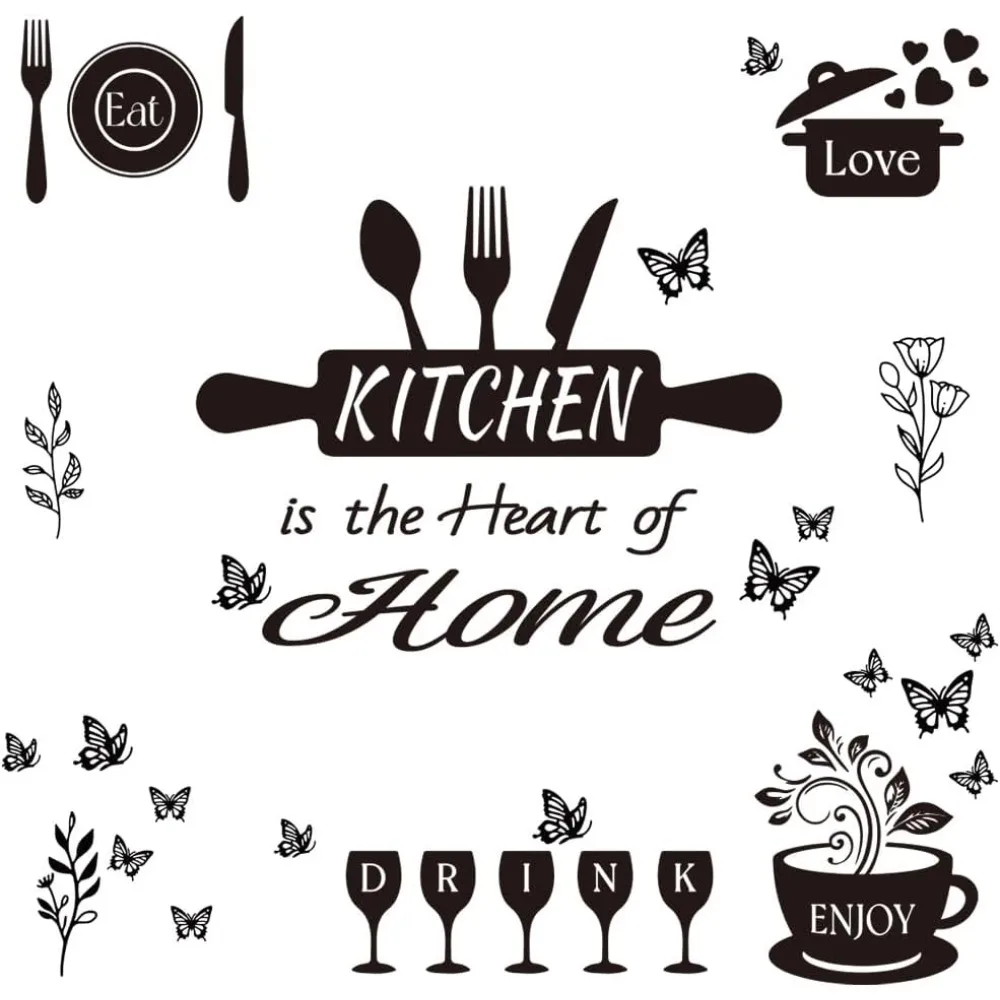 

Kitchen Wall Decals The Kitchen is The Heart of Home Dining Room Quotes Wall Stickers Removable Peel and Stick Wall Decor